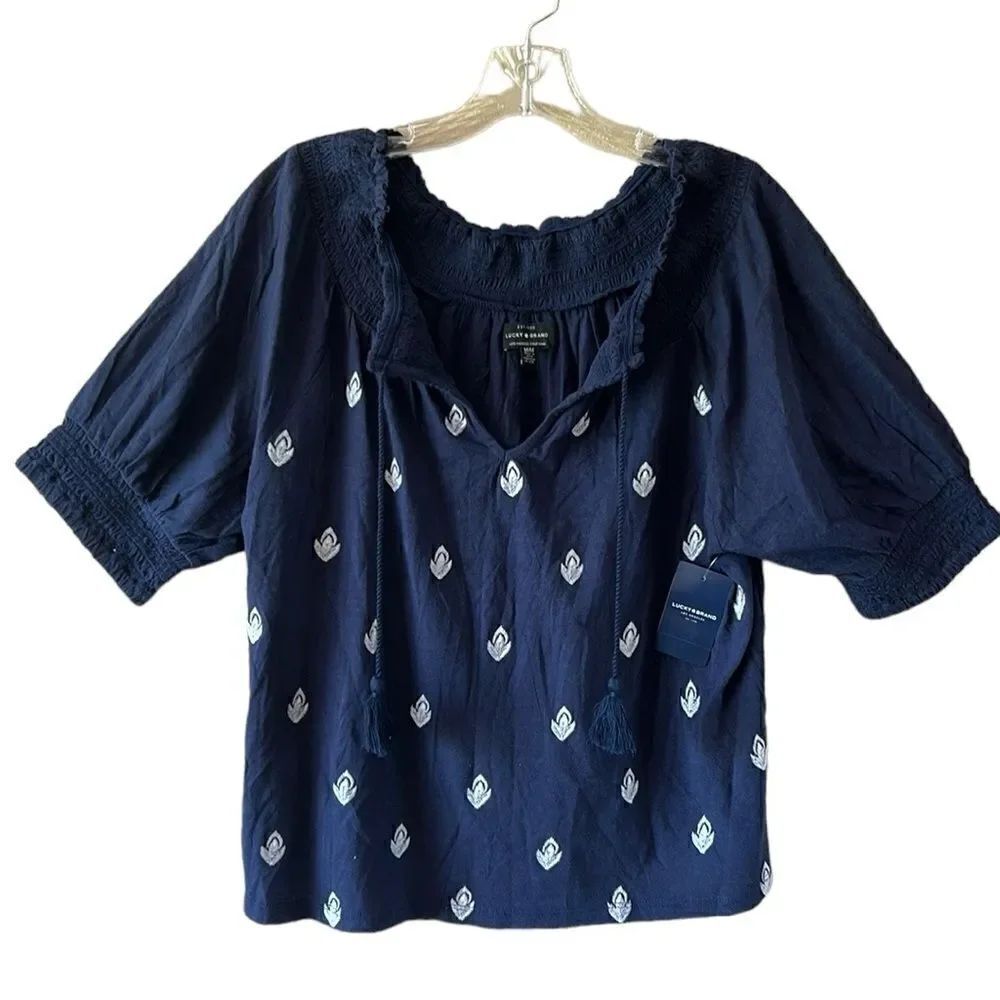 NEW Lucky Brand Navy Blue Top